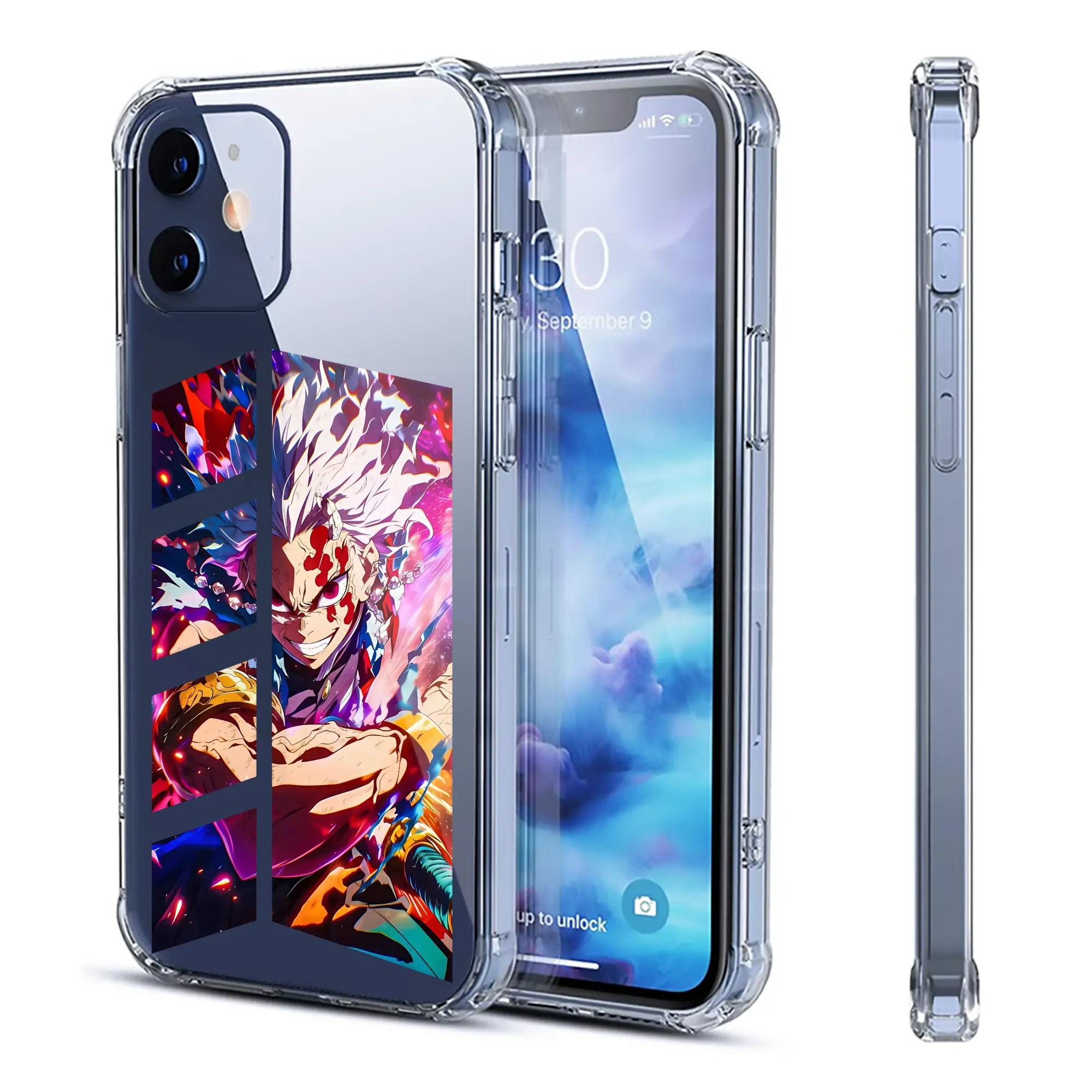 鬼滅の刃 グッズ,宇髄 天元 - IPhone 12シリーズ対応 ・ 透明スマホケース ・ クリアソフトケース ・ TPU素材 ・ 耐衝撃 ・ 高密着 ・ 防汚 防指紋 ・ 簡単着脱